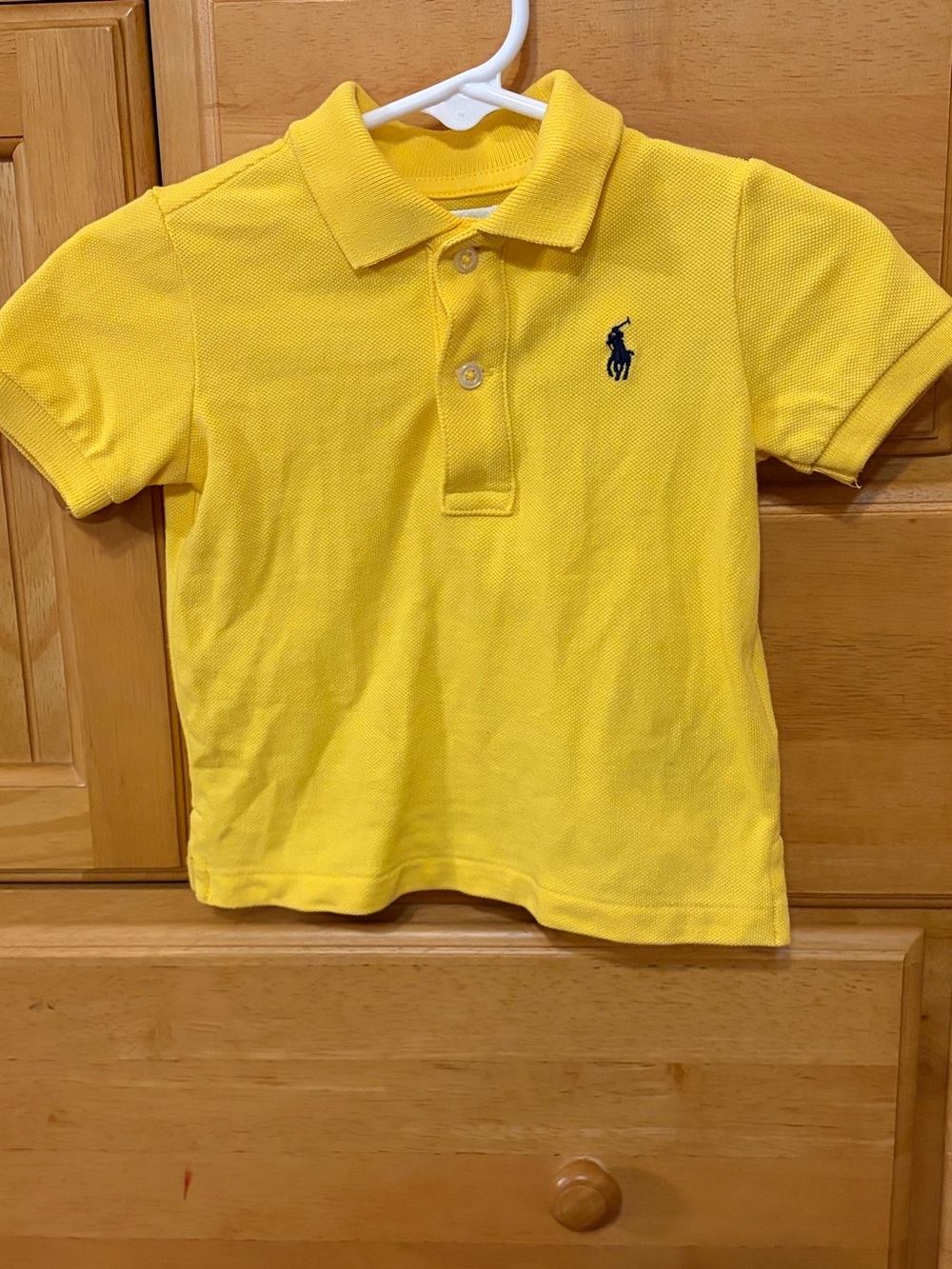 Ralph Lauren Boy's Yellow Cotton Short Sleeve Polo Shirt Blue Pony Size 6 Month